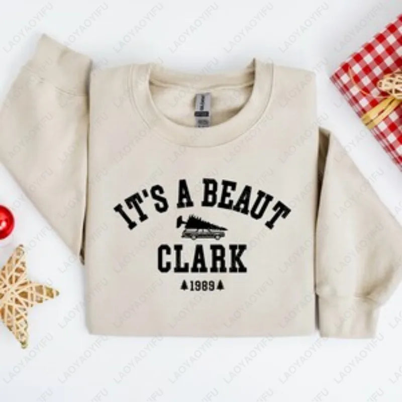 It's A Beaut Clark Letters Sweatshirt Griswold Christmas Simple Sweatshirt Funny Christmas Vacation Warm Winter Crewneck Hoodie
