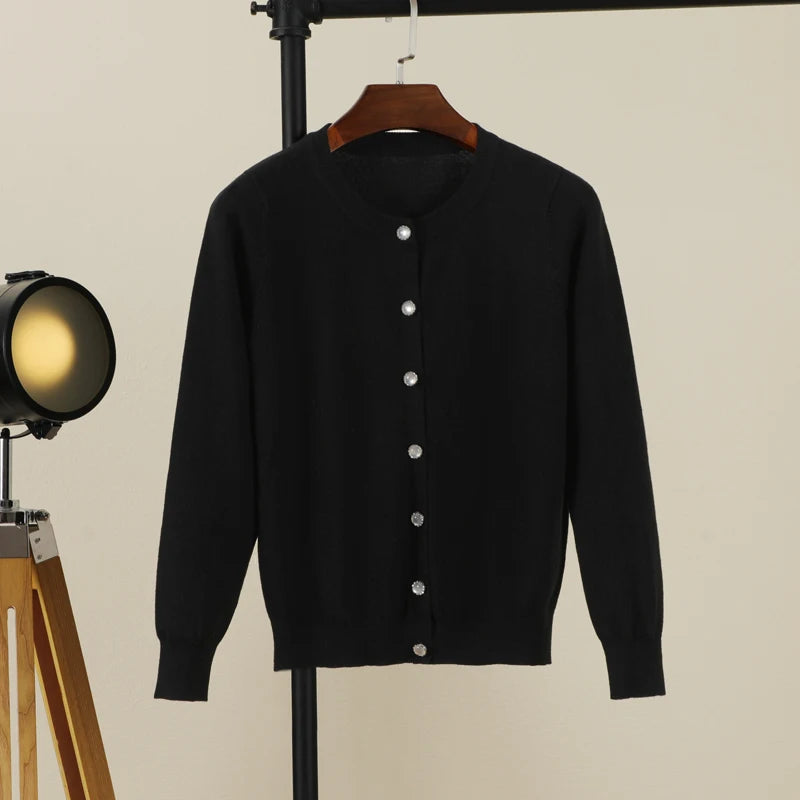 Cropped Blouses Cardigan Female Knitted Ladies Sweaters Crochet Top Black Women's Coat Spring 2025 Jersey Clothing Outerwear