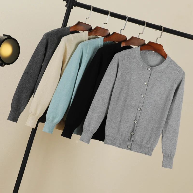 Cropped Blouses Cardigan Female Knitted Ladies Sweaters Crochet Top Black Women's Coat Spring 2025 Jersey Clothing Outerwear