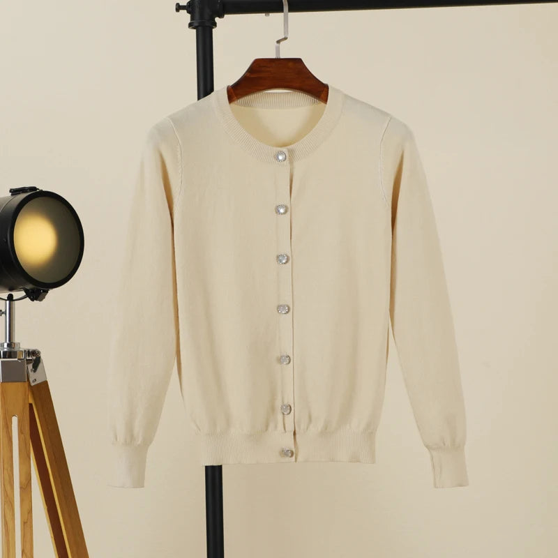 Cropped Blouses Cardigan Female Knitted Ladies Sweaters Crochet Top Black Women's Coat Spring 2025 Jersey Clothing Outerwear