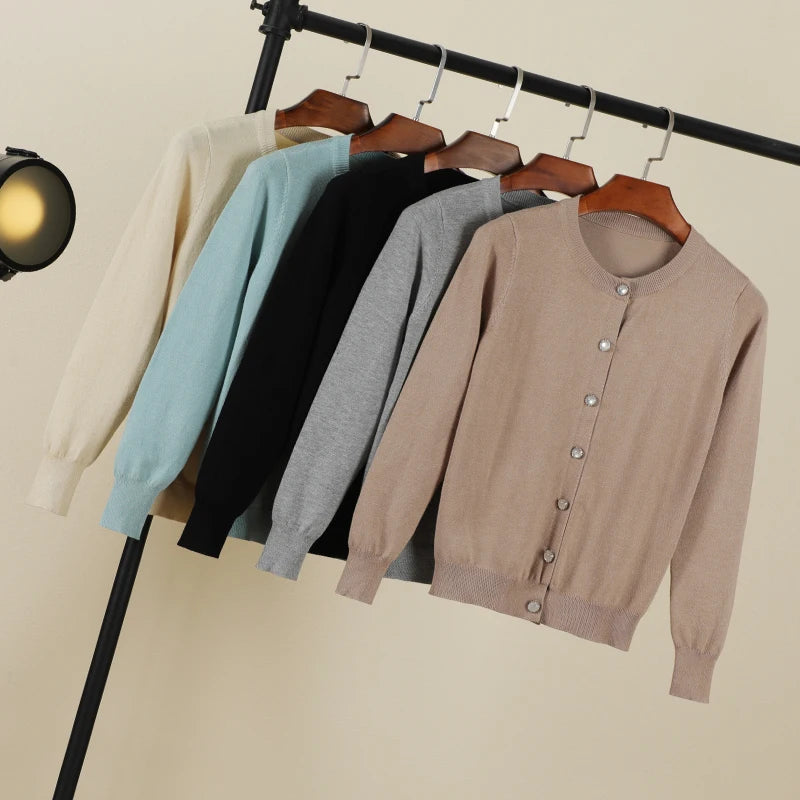 Cropped Blouses Cardigan Female Knitted Ladies Sweaters Crochet Top Black Women's Coat Spring 2025 Jersey Clothing Outerwear