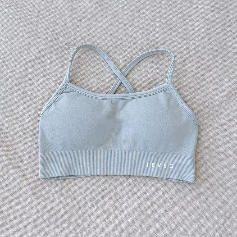 2025 Nouveau Haute Elastique Antichoc Entièrement Mat Croix Beauté Dos Nu Sans Couture Vêtements De Yoga Soutien-Gorge De Sport