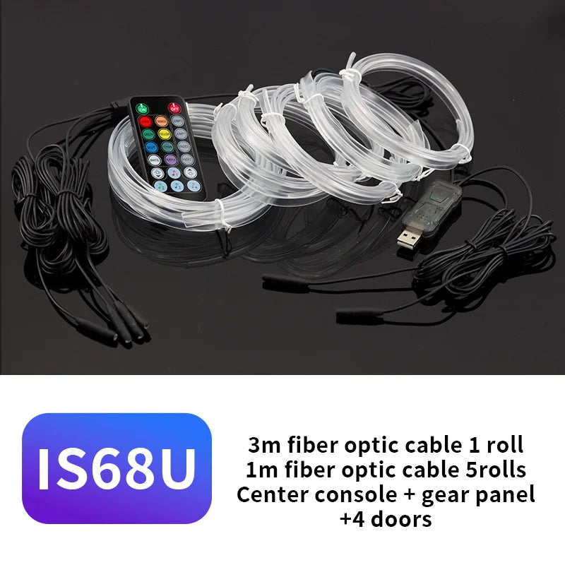 Car Environment El Wire LED USB Flexible Neon Interior Lights Assembly RGB For Automotive Decoration Lighting 3M Hidden APP