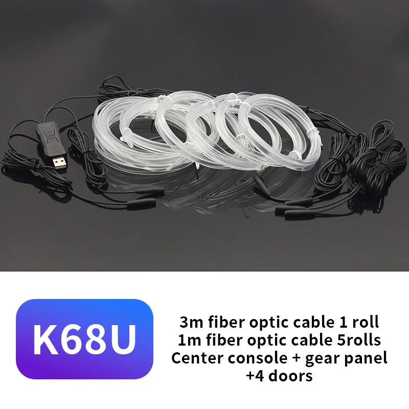 Car Environment El Wire LED USB Flexible Neon Interior Lights Assembly RGB For Automotive Decoration Lighting 3M Hidden APP