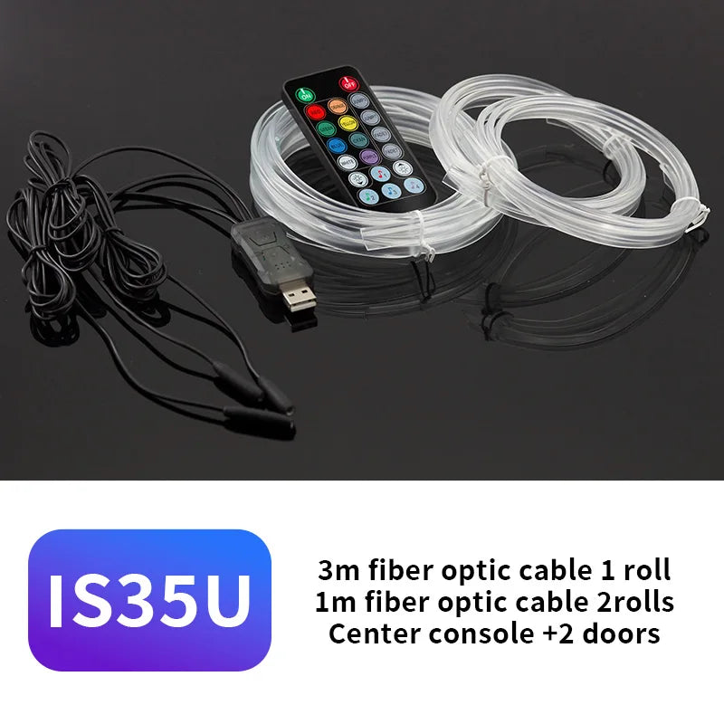 Car Environment El Wire LED USB Flexible Neon Interior Lights Assembly RGB For Automotive Decoration Lighting 3M Hidden APP