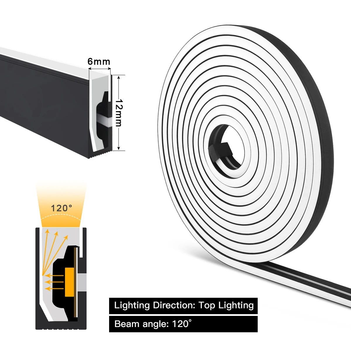 Black Tube LED Under Cabinet Light 24V Neon Lights Penetrable Wood Touch Dimmable Hand Scan Motion Sensor Cupboard Closet Decor