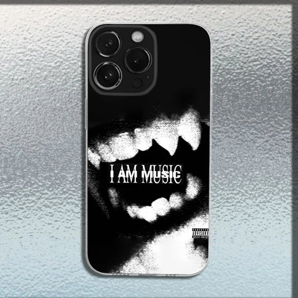 I AM MUSIC P-Playboi Carti Phone Case For iPhone 16,15,14,13,12,11 Plus,Pro,Max,XR,XS,X,Plus,SE,Mini Transparent Soft Cover