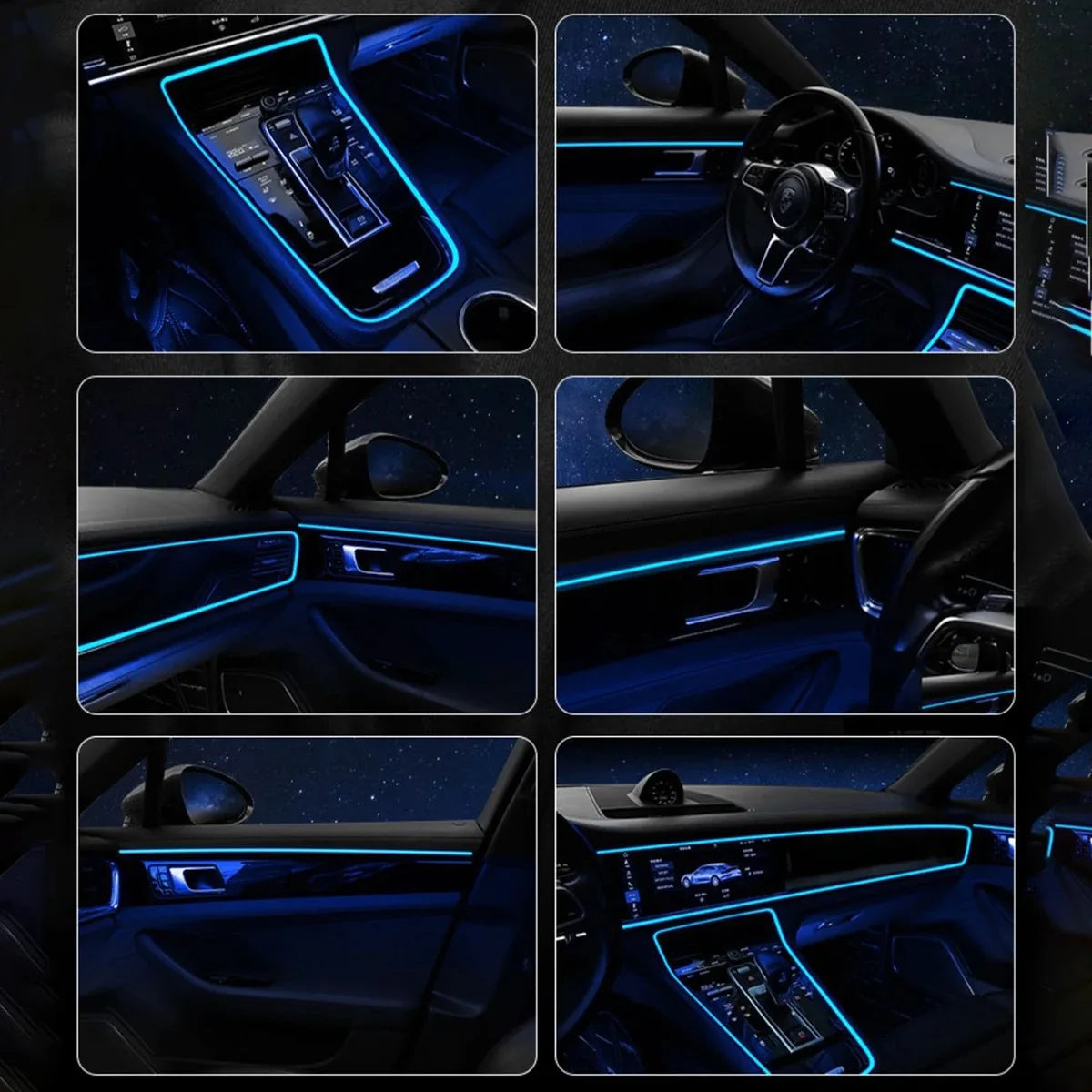 Car Environment El Wire LED USB Flexible Neon Interior Lights Assembly RGB For Automotive Decoration Lighting 3M Hidden APP