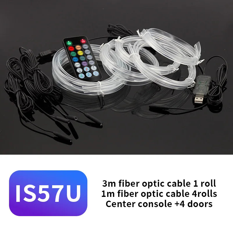 Car Environment El Wire LED USB Flexible Neon Interior Lights Assembly RGB For Automotive Decoration Lighting 3M Hidden APP