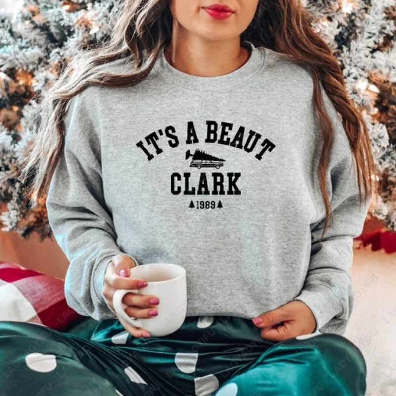 It's A Beaut Clark Letters Sweatshirt Griswold Christmas Simple Sweatshirt Funny Christmas Vacation Warm Winter Crewneck Hoodie