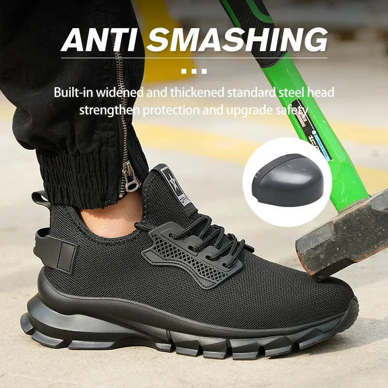 2025 Lightweight Men Safety Shoes Steel Toe Cap work Sneakers Men Protective Shoes Anti-smash Anti-puncture Indestructible Shoes