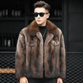 Luxury Brand Men's Mink Fur Coat Winter New Thicken Fox Fur Outerwear Jacket Short Fashion Comfortable Fur Coat Turn-down Collar