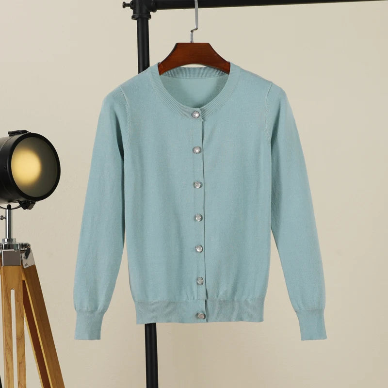 Cropped Blouses Cardigan Female Knitted Ladies Sweaters Crochet Top Black Women's Coat Spring 2025 Jersey Clothing Outerwear