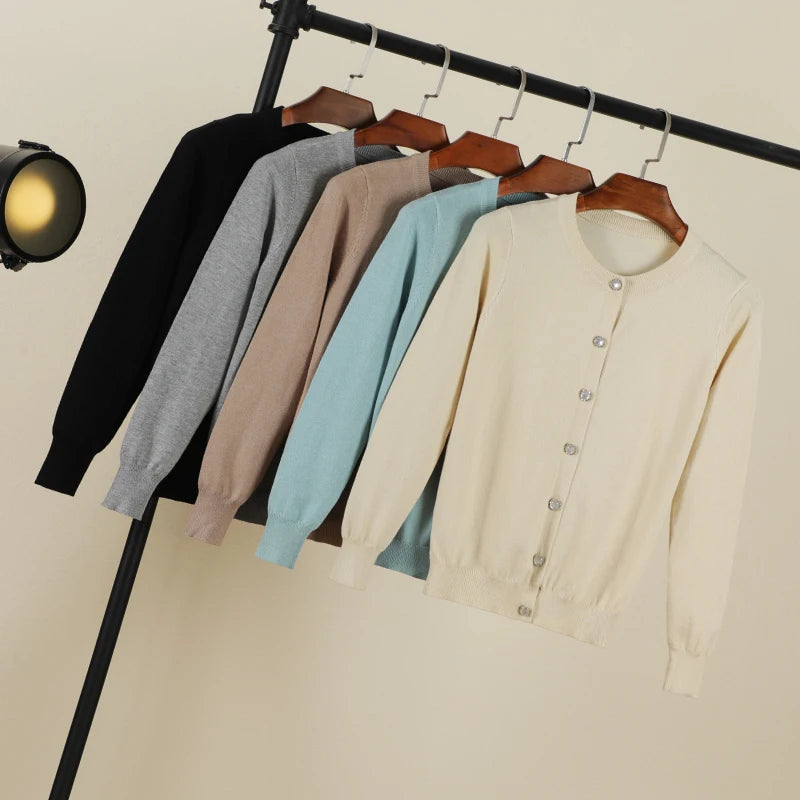 Cropped Blouses Cardigan Female Knitted Ladies Sweaters Crochet Top Black Women's Coat Spring 2025 Jersey Clothing Outerwear