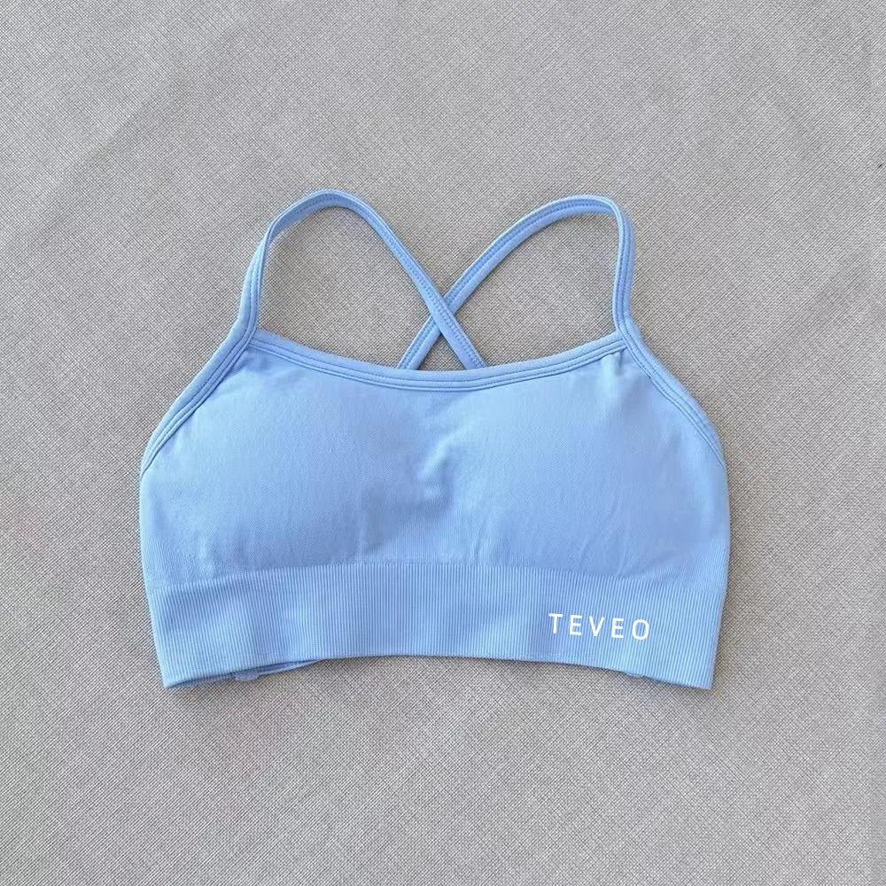 2025 Nouveau Haute Elastique Antichoc Entièrement Mat Croix Beauté Dos Nu Sans Couture Vêtements De Yoga Soutien-Gorge De Sport