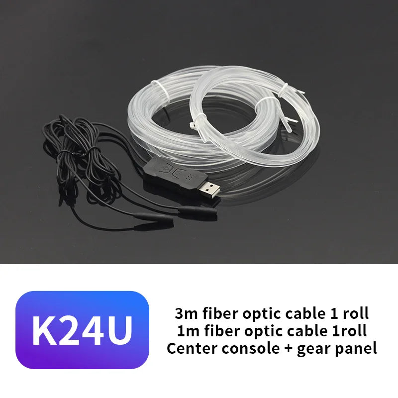 Car Environment El Wire LED USB Flexible Neon Interior Lights Assembly RGB For Automotive Decoration Lighting 3M Hidden APP