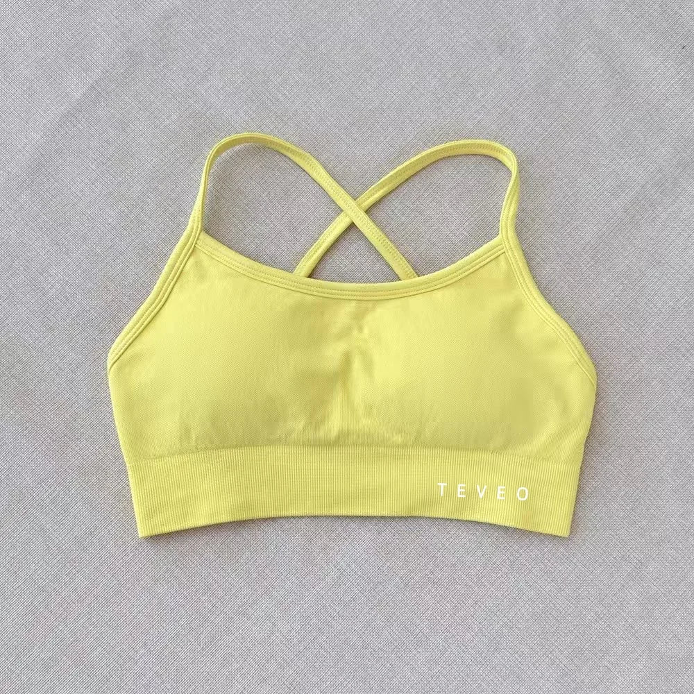 2025 Nouveau Haute Elastique Antichoc Entièrement Mat Croix Beauté Dos Nu Sans Couture Vêtements De Yoga Soutien-Gorge De Sport