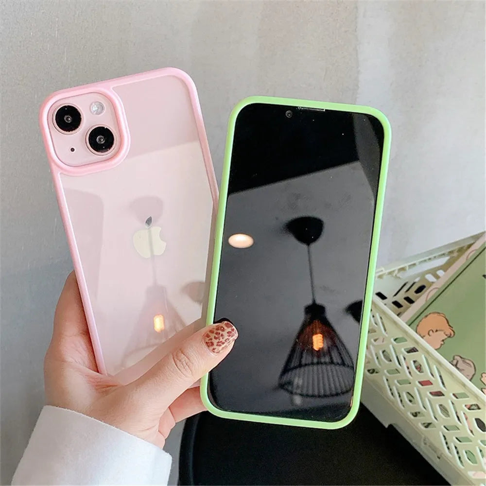 Candy Shockproof Silicone Bumper Phone Case for Iphone 17 16 15 14 11 12 13 Pro Max XS XR plus Transparent Protection Back Cover