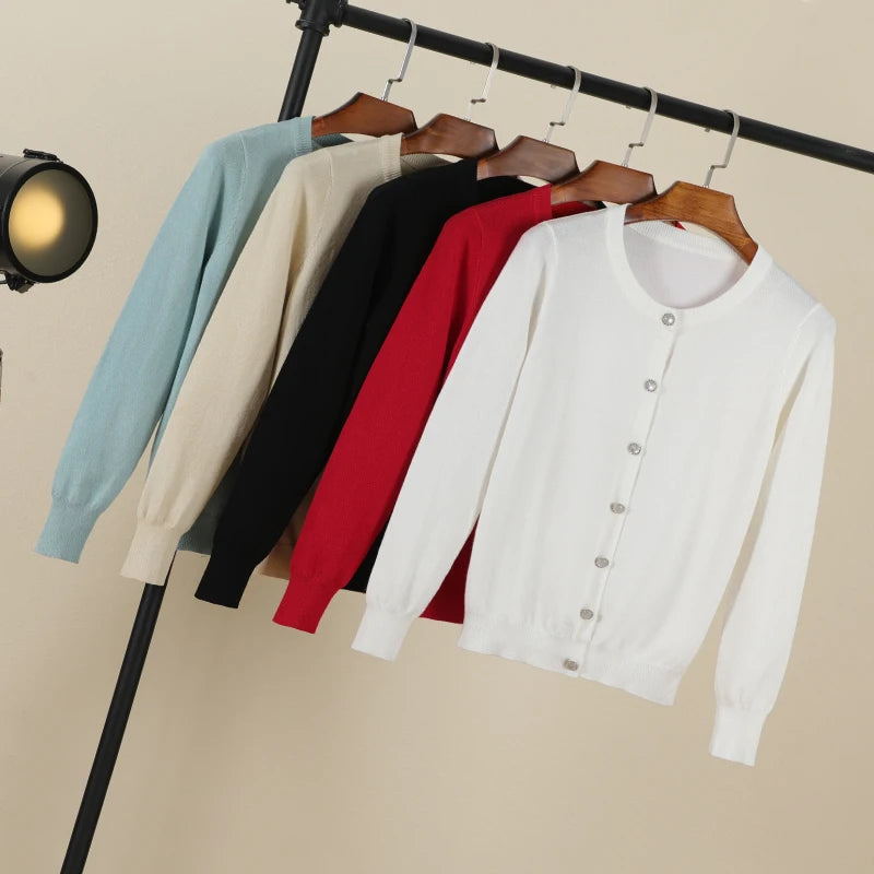 Cropped Blouses Cardigan Female Knitted Ladies Sweaters Crochet Top Black Women's Coat Spring 2025 Jersey Clothing Outerwear