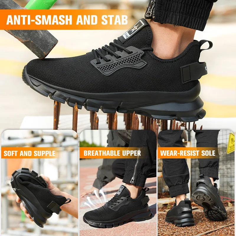 2025 Lightweight Men Safety Shoes Steel Toe Cap work Sneakers Men Protective Shoes Anti-smash Anti-puncture Indestructible Shoes