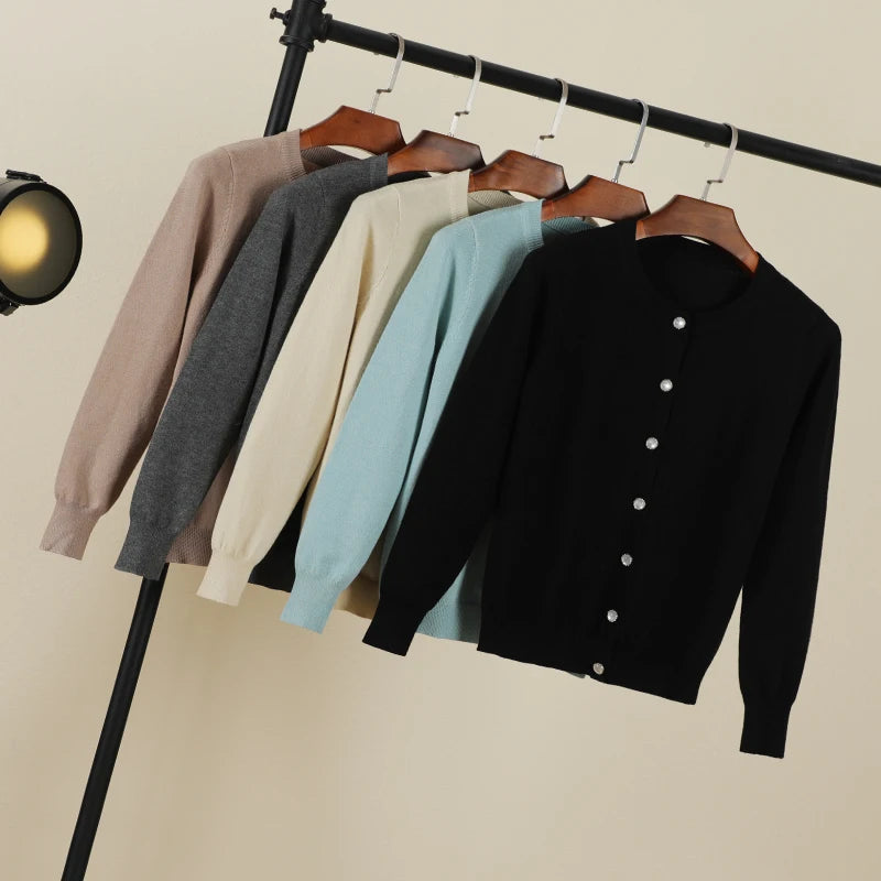 Cropped Blouses Cardigan Female Knitted Ladies Sweaters Crochet Top Black Women's Coat Spring 2025 Jersey Clothing Outerwear