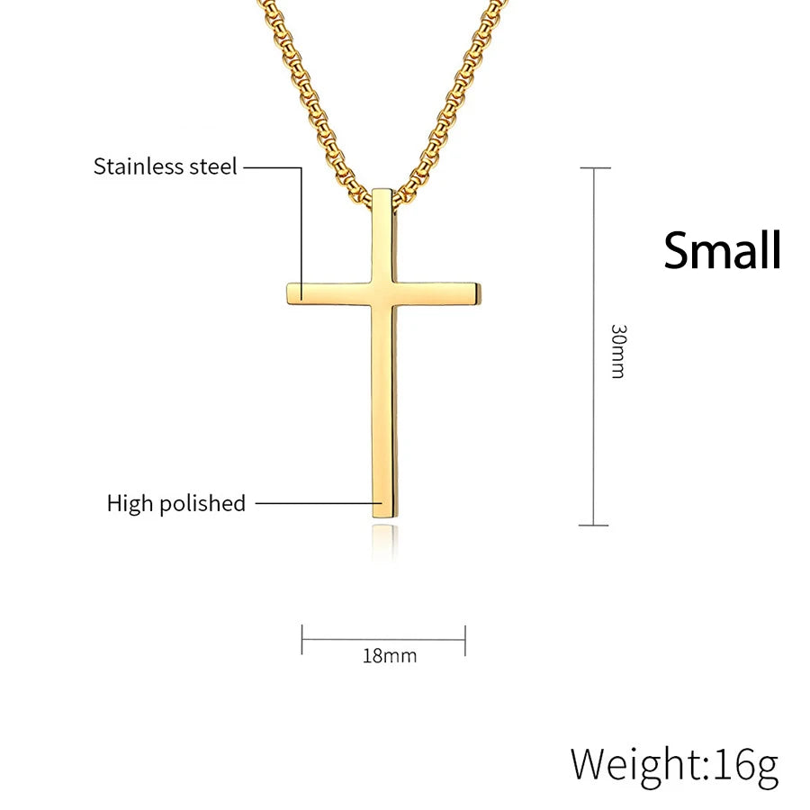 2Pcs Stainless Steel Cross Pendant Necklace For Men Titanium Steel Twisted Rope Box Chain Choker Women Punk Fashion Jewelry