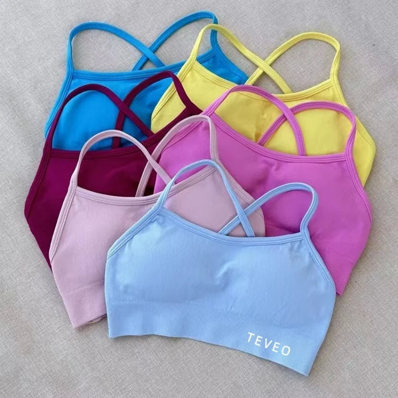 2025 Nouveau Haute Elastique Antichoc Entièrement Mat Croix Beauté Dos Nu Sans Couture Vêtements De Yoga Soutien-Gorge De Sport