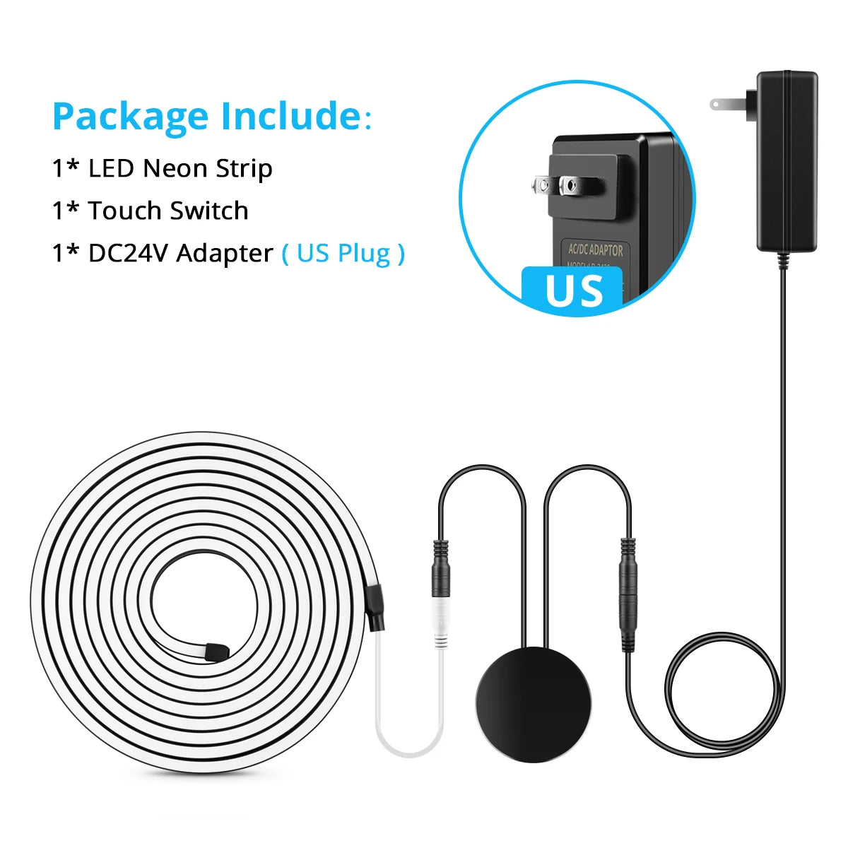 Black Tube LED Under Cabinet Light 24V Neon Lights Penetrable Wood Touch Dimmable Hand Scan Motion Sensor Cupboard Closet Decor