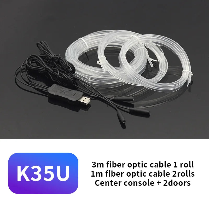 Car Environment El Wire LED USB Flexible Neon Interior Lights Assembly RGB For Automotive Decoration Lighting 3M Hidden APP