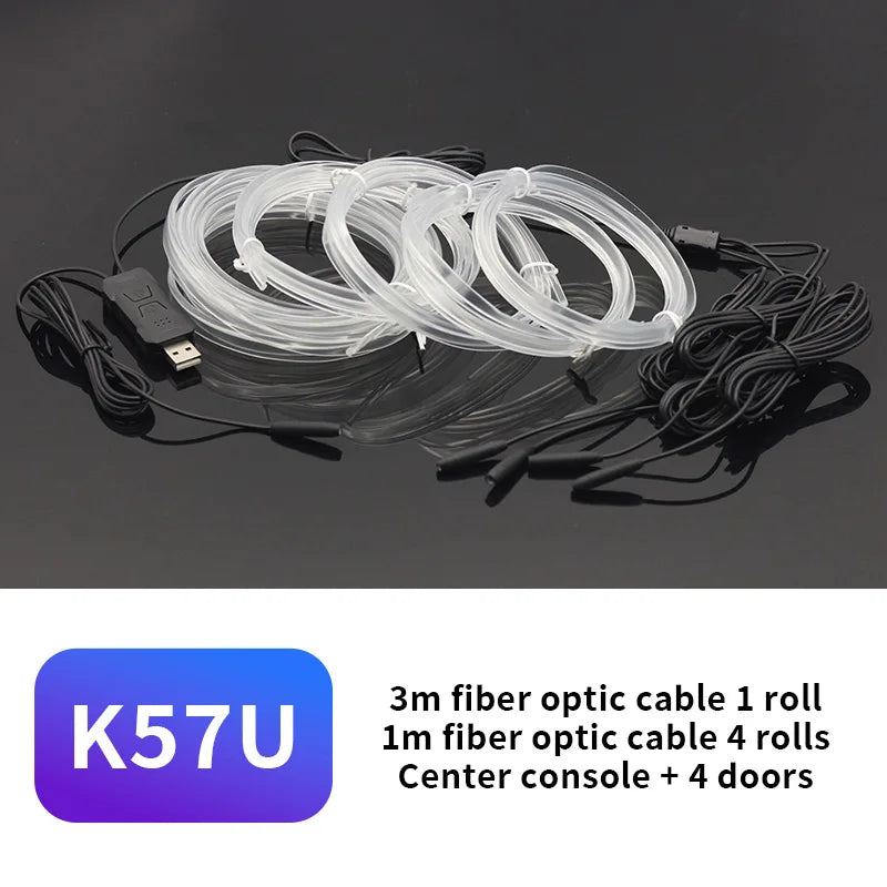 Car Environment El Wire LED USB Flexible Neon Interior Lights Assembly RGB For Automotive Decoration Lighting 3M Hidden APP