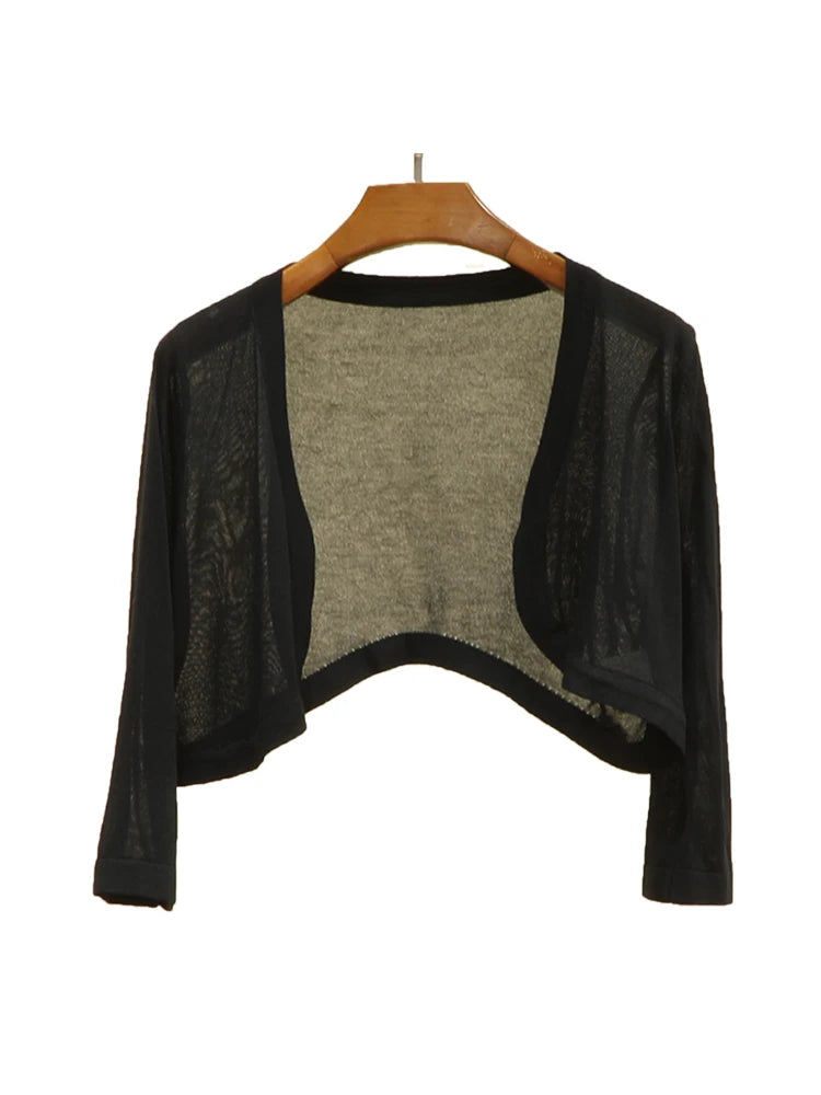 Summer Cardigan Women Cropped Korean Fashion Style Female Black Women's Coat Clothing V-neck Ladies Sweater Outerwear Cute Basic