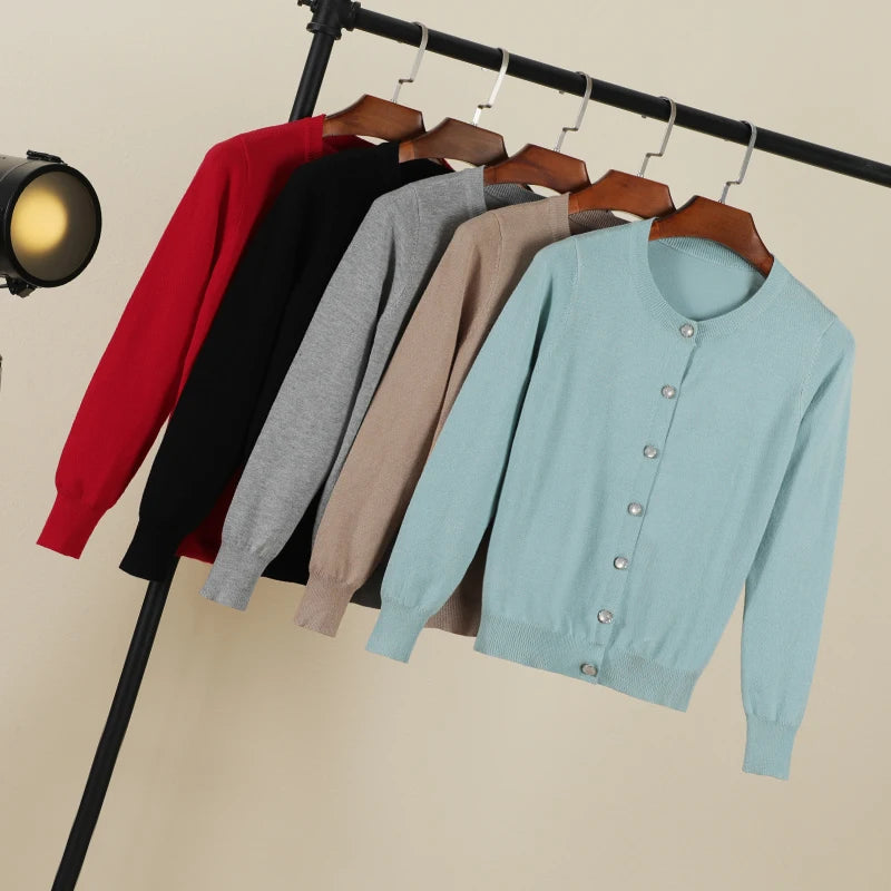 Cropped Blouses Cardigan Female Knitted Ladies Sweaters Crochet Top Black Women's Coat Spring 2025 Jersey Clothing Outerwear